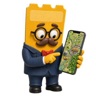 La mascotte présente la carte des cinémas